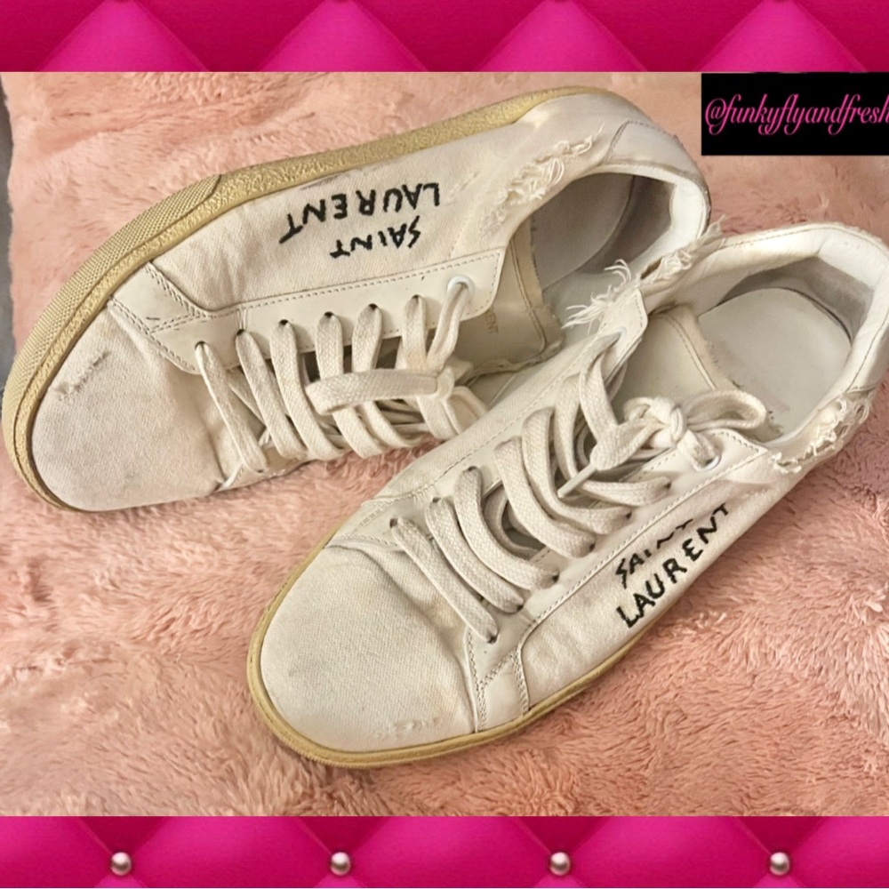 YSL men’s canvas sneakers from the, “Dirty” collection. Preloved in size 42.